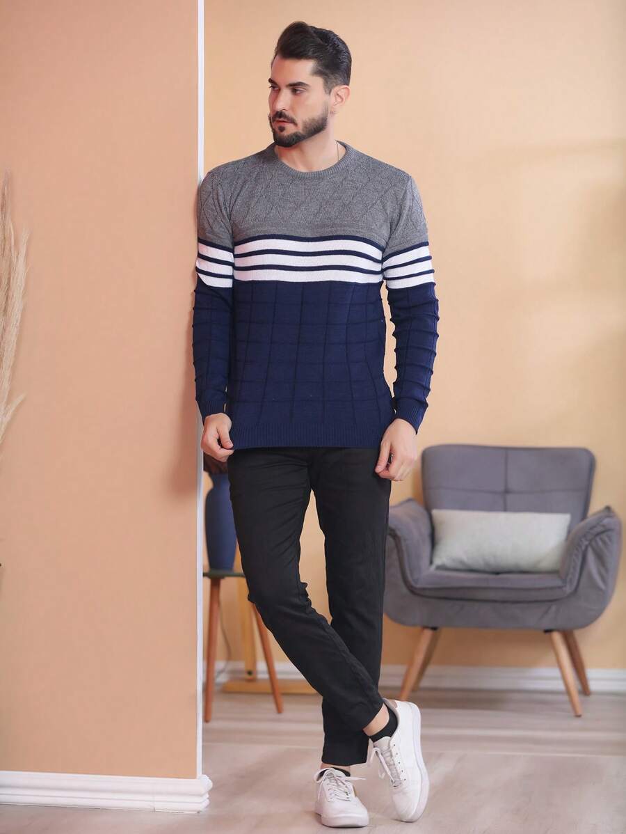 Men Sweaters - Navy Blue - View 1