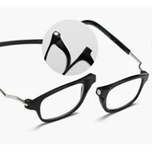 Gafas de Lectura Marco de plástico Ajustable Conexión Frontal magnética Colgante Gafas presbicia de Cuello para Mujeres Hombres 1.0 1.5 2.0 2.5 3.0 3.5 4.0 - Negro 1.5 - Ver 2