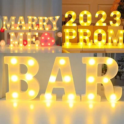 亮起來字母，現代LED字母和數字燈和招牌 - 可定制，電池供電的裝飾品，適用於婚禮，生日派對，家庭酒吧和戶外節慶