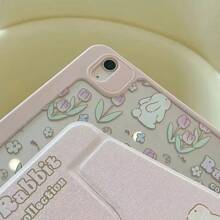 1 Hộp đựng máy tính bảng bảo vệ in hình chú thỏ hai mặt xinh xắn và dễ thương có đế và hộp đựng bút xoay 720 độ, mặt sau bằng acrylic trong suốt, chống rơi, chức năng ngủ/thức, tương thích với Huawei, IPad, Xiaomi - Nhiều màu - Xem 7