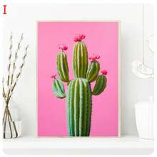 1pc  Abstract Colorful Cactus Flower Vase Still Life Canvas Painting, Modern Poster Print, Wall Art Botanical Living Room Home Decor  No Frame - Green - View 10