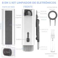 Mini Limpador Portátil 7 Em 1 Teclado Celular Fone De Ouvido - Branco - Visão 1