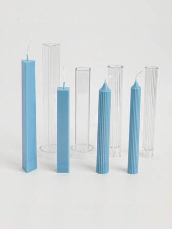 三角方形条纹圆形长杆蜡烛塑料模具DIY自制香薰蜡烛制作套件亚克力PC模具套件家居装饰