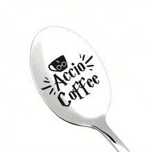 Coffee Ice Cream Engraved Stainless Steel Spoon For Coffee Tea Lovers, Book Lover Bookworm Friends Birthday Gift,Kitchen,Christmas Gift,School Supplies