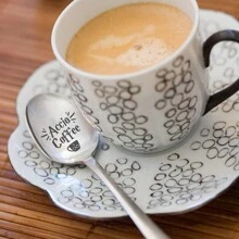 Coffee Ice Cream Engraved Stainless Steel Spoon For Coffee Tea Lovers, Book Lover Bookworm Friends Birthday Gift,Kitchen,Christmas Gift,School Supplies