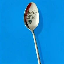 Coffee Ice Cream Engraved Stainless Steel Spoon For Coffee Tea Lovers, Book Lover Bookworm Friends Birthday Gift,Kitchen,Christmas Gift,School Supplies