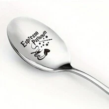 Coffee Ice Cream Engraved Stainless Steel Spoon For Coffee Tea Lovers, Book Lover Bookworm Friends Birthday Gift,Kitchen,Christmas Gift,School Supplies