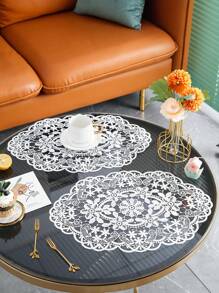 1 cái / 2 cái Miếng lót bàn hình bầu dục thêu ren rỗng, Trang trí phòng ăn nhà bếp, Cách nhiệt, Chống trầy xước, Chống bụi, Thích hợp cho đám cưới, tiệc tùng, quà tặng, sinh nhật, Giáng sinh - trắng - Xem 2