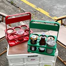 1 件带手柄可折叠塑料啤酒篮饮料架，运动水瓶便携式托架，啤酒架，情人节礼物，派对，生日装饰，适用于户外，露营 - 彩色 - 查看 7
