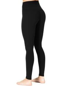 Pantalon de sport unicolore élastique à large ceinture