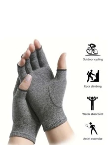 1 Pair Unisex High-Quality Compression Gloves, Suitable For Daily Use, Typing, Work, Fitness And Exercise - Fingerless Sports Gloves With Thumb Hole - Half-Finger Support Gloves - Open Finger Design - UV Protection Manicure Gloves