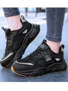 Zapatos de trabajo de seguridad para mujeres a prueba de aplastamiento y perforación, antideslizantes, transpirables, con puntera de acero, de moda con hebilla de cierre, zapatos de seguridad - Negro - Ver 5