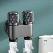 Van góc đồng hành chống trượt bằng thép không gỉ với một đầu vào nước và hai thiết bị xả nước ra, Van góc vòi đôi - Một cỡ - Xem 2