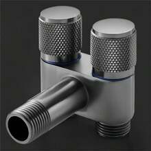 Van góc đồng hành chống trượt bằng thép không gỉ với một đầu vào nước và hai thiết bị xả nước ra, Van góc vòi đôi - Một cỡ - Xem 4