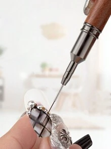 5pcs/Set Wood Handle Nail Liner Brush, Nail Drawing Pen Set For Long Lines Tiny Details Fine Painting Nail Brushes, Nail Art Striping Tape Line Brush With Metal Cover - Brown - View 4