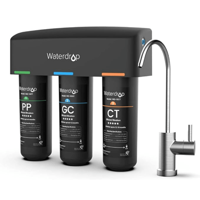 Waterdrop TSB Under Sink Water Filter System With Dedicated Faucet, 8 Layer High Capacity Water Filtration System, NSF/ANSI 42 Certified, Reduce, /, Reduce Lead, Chlorine, Bad Taste