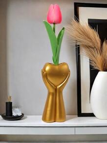 1 pièce Vase de décoration pour la maison en forme de cœur tenu à la main de style européen, design artistique en résine du corps humain pour fleurs, centre de table moderne unique pour mariage, salle à manger et décoration de salon