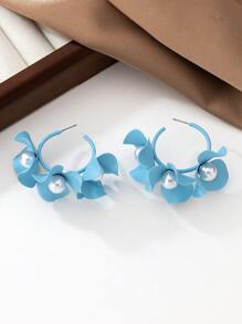 1 Pair Simple & Fashionable Colorful Enamel Pearl Flower Earrings