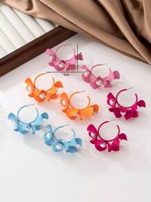 1 Pair Simple & Fashionable Colorful Enamel Pearl Flower Earrings