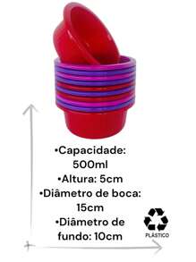 Kit 40 Bacias Mini Plástico Canelada Pequena 500ml Cores Sortidas - Multicolorido - Visão 2