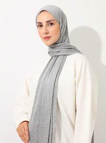 1 chiếc khăn choàng Hijab mềm mại màu trơn cỡ lớn mới cho nữ, băng đô giản dị, khăn xếp cổ điển cho khăn Abaya, mạng che mặt cho phụ nữ - Màu Xám nhạt - Xem 4
