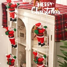 聖誕老人攀爬梯子娃娃聖誕樹掛飾室內門牆聖誕吊墜2024新年禮物 - 彩色 - 查看 5