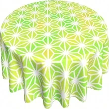 Green Star Pattern Round Tablecloths 60 Inch, For Outdoor,Buffet Table,Parties,Dinner, Kitchen,Wedding Table Cloth Cover Mat Decor - 60in - View 2