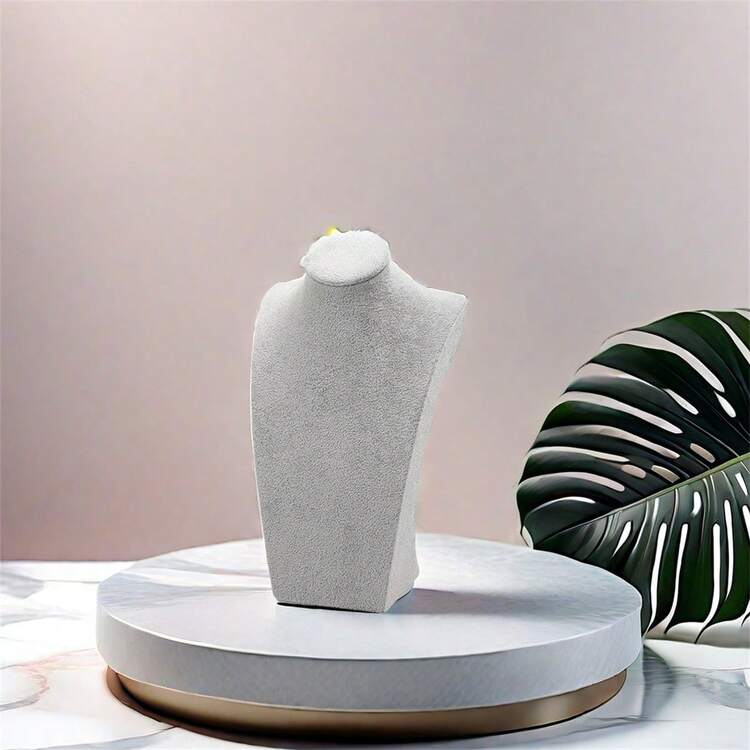 1pc Fashion Velvet Mannequin Bust Necklace Pendant Storage Rack Portrait Jewelry Display Stand Jewellery Counter Props - Green - View 2