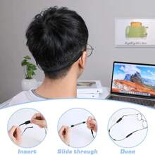 1/5pcs Adjustable Glasses Strap No Tail Anti-Slip Eyeglasses Strap Sports Sunglasses Strap Eye Glasses Holders Around Neck(Black) Glasses Accessories For Women - Multicolor - View 2