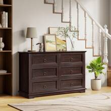 6 Drawers  Double Drawers Dresser Chests With Storage For Bedroom,Living Room