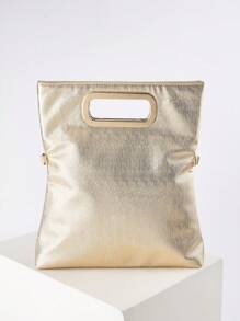 Retro Vintage Solid Color Clutch Wallet, All-Match Large Capacity Carry On Purse, Stylish Foldable PU Bag For Women, And For Daily,Wedding, Party, Prom, Dinner - Gold - View 4