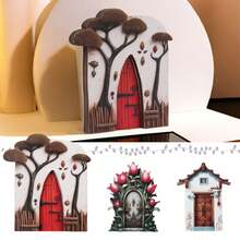 Fairy Tale Door Home Decor Small Door Ornament With Wooden Craft, Creative Table Decoration, 1pc - Multicolor - View 1