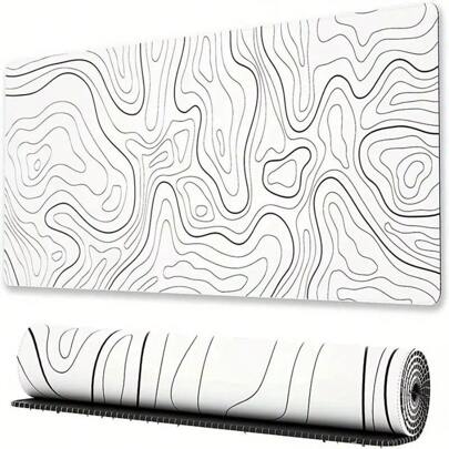 1pc Large Mouse Pad White Abstract Line Gaming Mouse Pad Available In 4size
