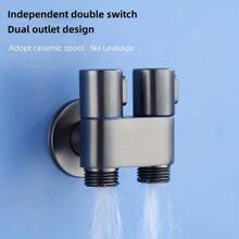 1pc Bathroom Multi-Function Mini Dual Control Valve, 1 Inlet 2 Outlet Double Control, G1/2 Inch Faucet Triangle Valve, Fit For Wall Mount Washing Machine Tap, Hygienic Shower Toilet Bidet Sprayer - one-size - View 11