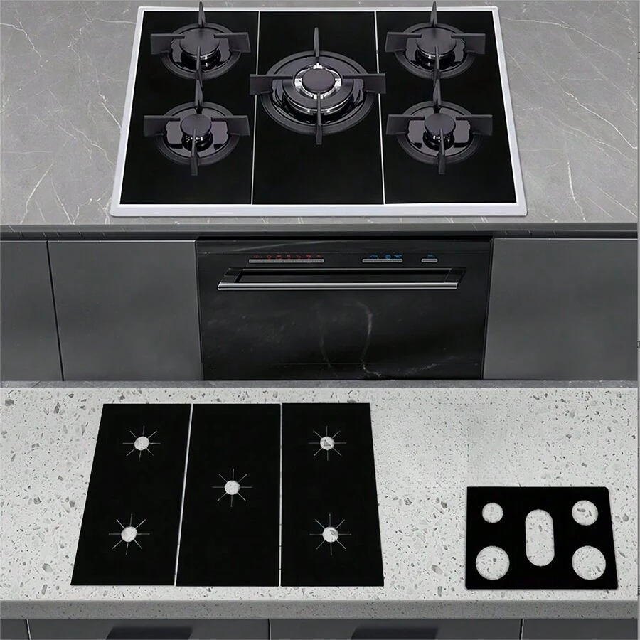 1pc Gas Stove Oil-Proof Mat Kitchen Integrated Cooktop Protective Pad,Kitchen,Kitchen Items,Food,Cooking,Camping,Vacation,Beach,Room Decor,Organizer,Party,Travel. - Black - View 1