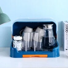 水瓶杯沥水收纳盒大容量防虫防尘，储物，厨房收纳，收纳，厨房用品，房间装饰，家居装饰。 - 彩色 - 查看 2