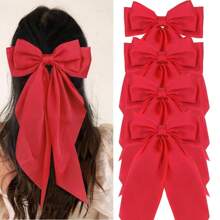 1/2/4 件红色发饰大缎带蝴蝶结女士发夹可爱大发夹婚礼新娘单身派对发饰 - 紅色 - 查看 1