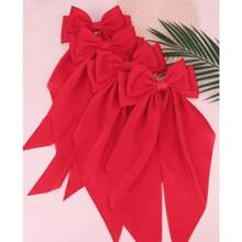 1/2/4 件红色发饰大缎带蝴蝶结女士发夹可爱大发夹婚礼新娘单身派对发饰 - 紅色 - 查看 4