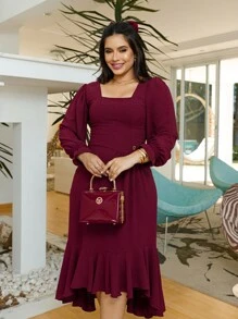 Women Dresses - Burgundy - View 4