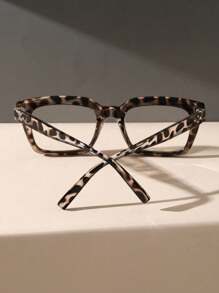 1 Cặp kính mắt nữ gọng vuông bằng nhựa trong suốt, thích hợp cho học sinh, đọc sách hàng ngày, bảo vệ mắt, họa tiết da báo, phụ kiện kính mắt nữ. - đậu trắng - Xem 6