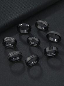 8 cái/bộ Sành điệu Thép không gỉ Bên trong Và Ngoài Những quả bóng Mờ 8mm Gương Trang trí Bộ nhẫn Thích hợp Đối với Mỗi ngày Phù hợp Sử dụng Lễ hội Đồ kim hoàn - màu đen - Xem 9