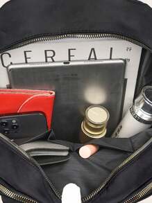 Minimalist Solid Color Stitching Large Capacity Outdoor Backpack, Shoulder Bag