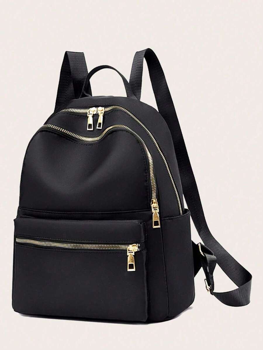 Minimalist Solid Color Stitching Large Capacity Outdoor Backpack, Shoulder Bag