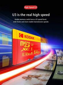 Tarjeta de memoria Kodak 32GB C10 Micro SD 64GB 128GB de alta velocidad 100MB/S U3 V30 Clase 10 Tarjeta Microsd 256gb 512gb con adaptador Mini TF para cámara, PC y teléfonos - Rojo - Ver 5