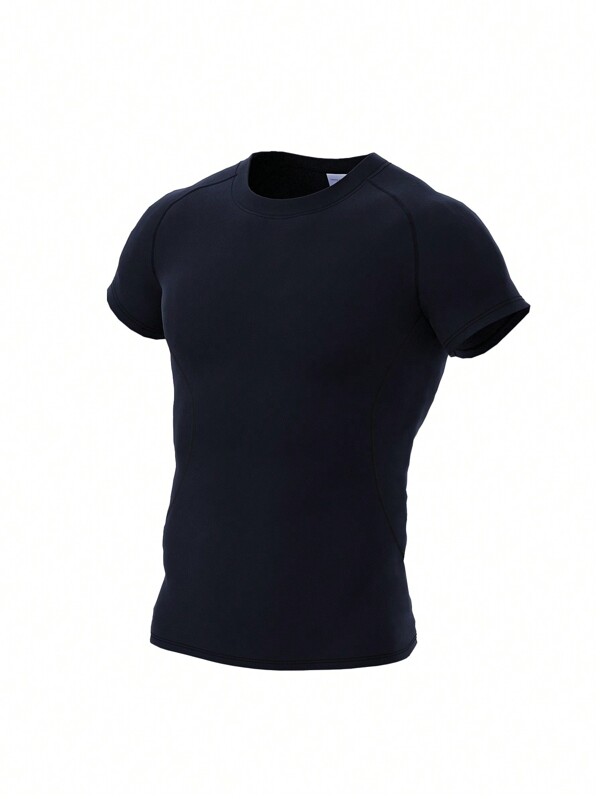 Men's Comfortable Tight-Fit Running Short Sleeve T-Shirt, Gym Fitness Sports Wear, Athletic Top