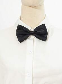 1pc Unisex Double-Layered Bowknot Fashionable & Simple Slip-On Bow Tie, Adjustable For Easy Wearing, Suitable For School And Daily Wear, Festive Dress Up, Performances, And Parties, Creating Lively Atmosphere, Holiday Gift - 1pcs Solid Color Bow Tie - View 8