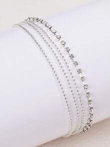 1入時尚沙灘波西米亞風格多層足鍊，簡約優雅設計足飾適合女性，節日送女友或閨蜜理想禮物 - 銀色 - 查看 5