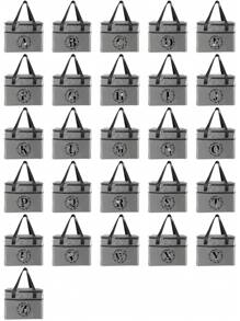1pc Insulated Lunch Bag Large Capacity Lunch Box 26 Letter A To Z Print Storage Bags Portable Outdoor Durable Food Bag For Picnic Ice Pack Multifunctional Thermal Lunch Bags Student Bento Handbag - Grey - View 7
