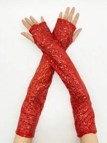 1 Paar lange Pailletten Fingerlose Handschuhe, reflektierende Pailletten elegante sexy Handschuhe für Abendpartys, Bühnendarbietungen