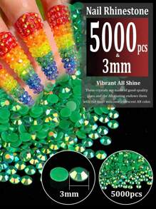 5000颗3毫米树脂水钻散装，彩色AB彩平底圆形果冻水钻美甲装饰钻 - 彩色 - 查看 24